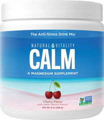Front view of Natural Vitality CALM Magnesium Drink Mix Cherry 8 oz