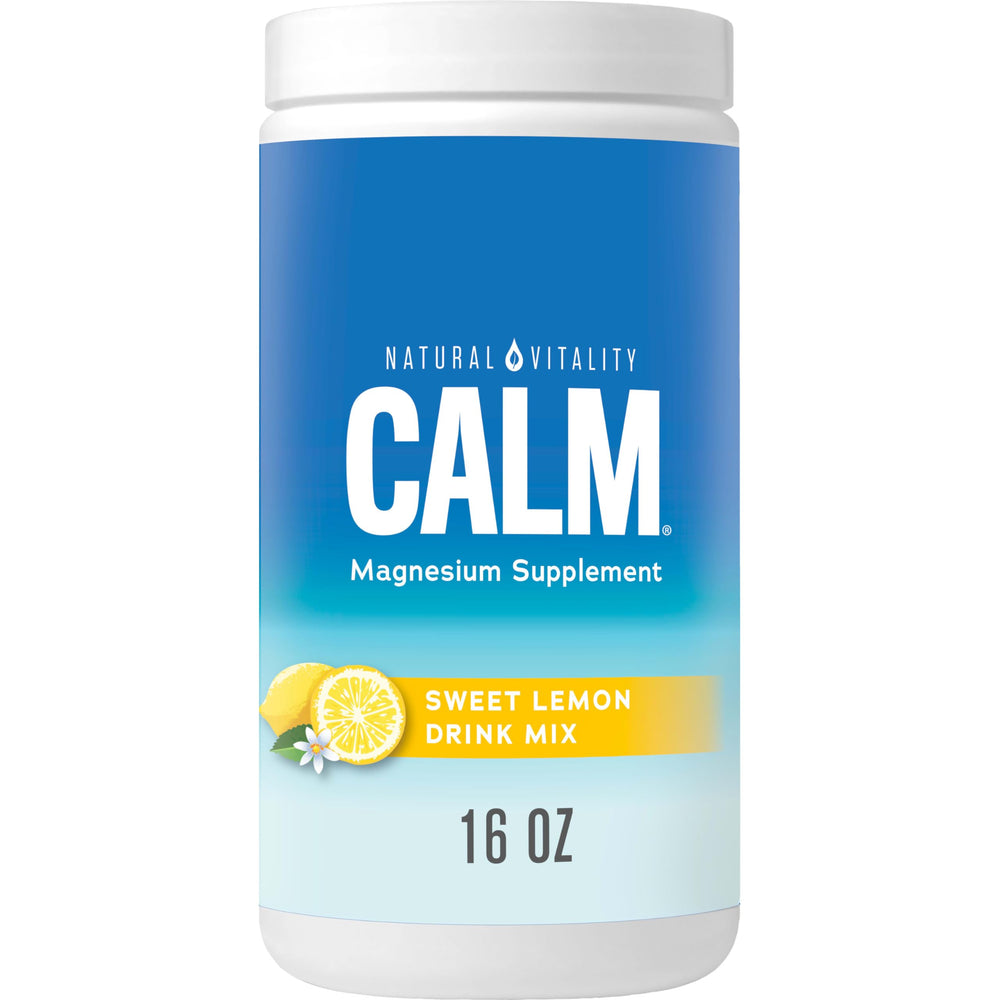 Front view of Natural Vitality CALM Lemon Magnesium Drink Mix 16 oz