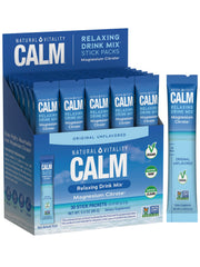 Natural Vitality Calm magnesium powder packaging with unflavored packets