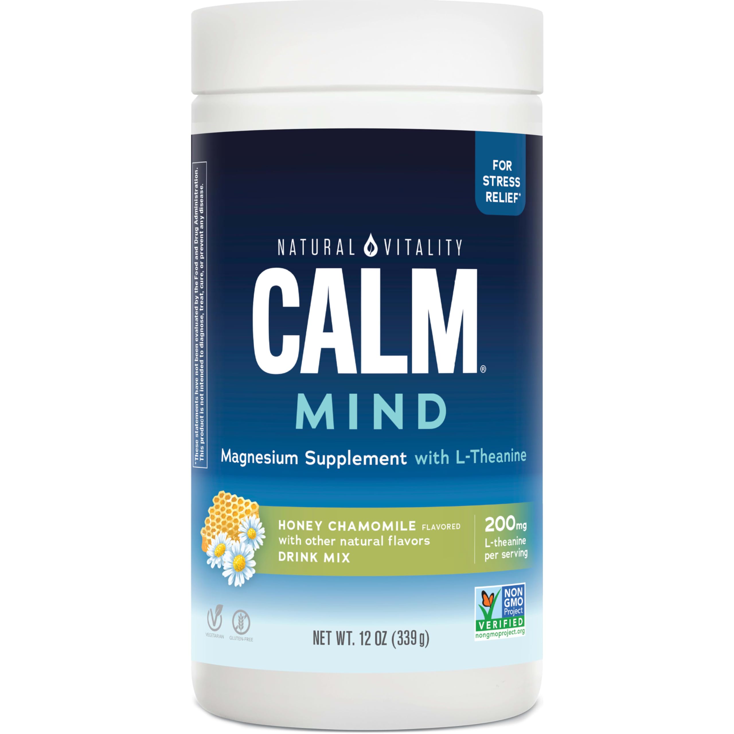 Front view of Natural Vitality CALM Mind Magnesium Drink Mix 12 oz