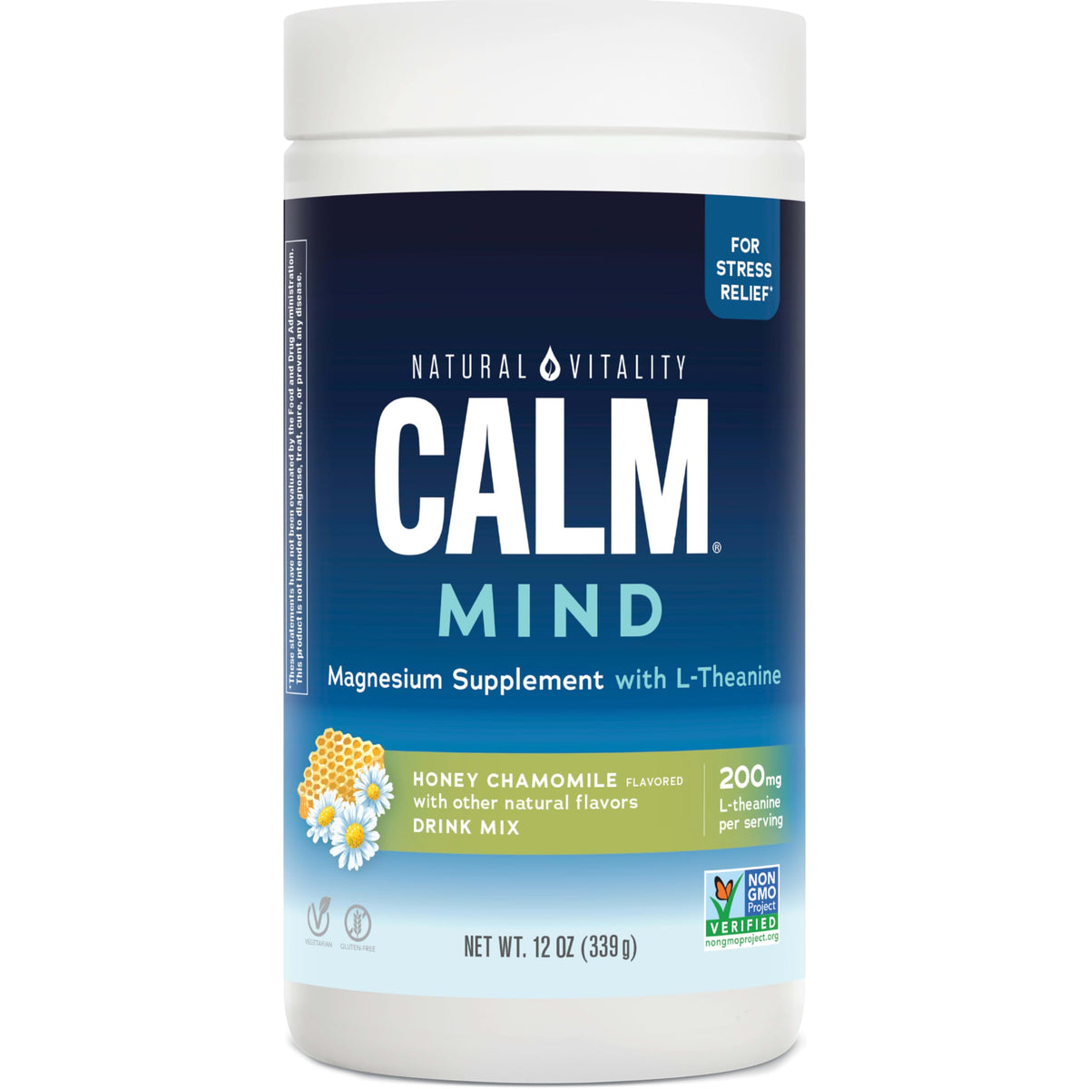 Front view of Natural Vitality CALM Mind Magnesium Drink Mix 12 oz