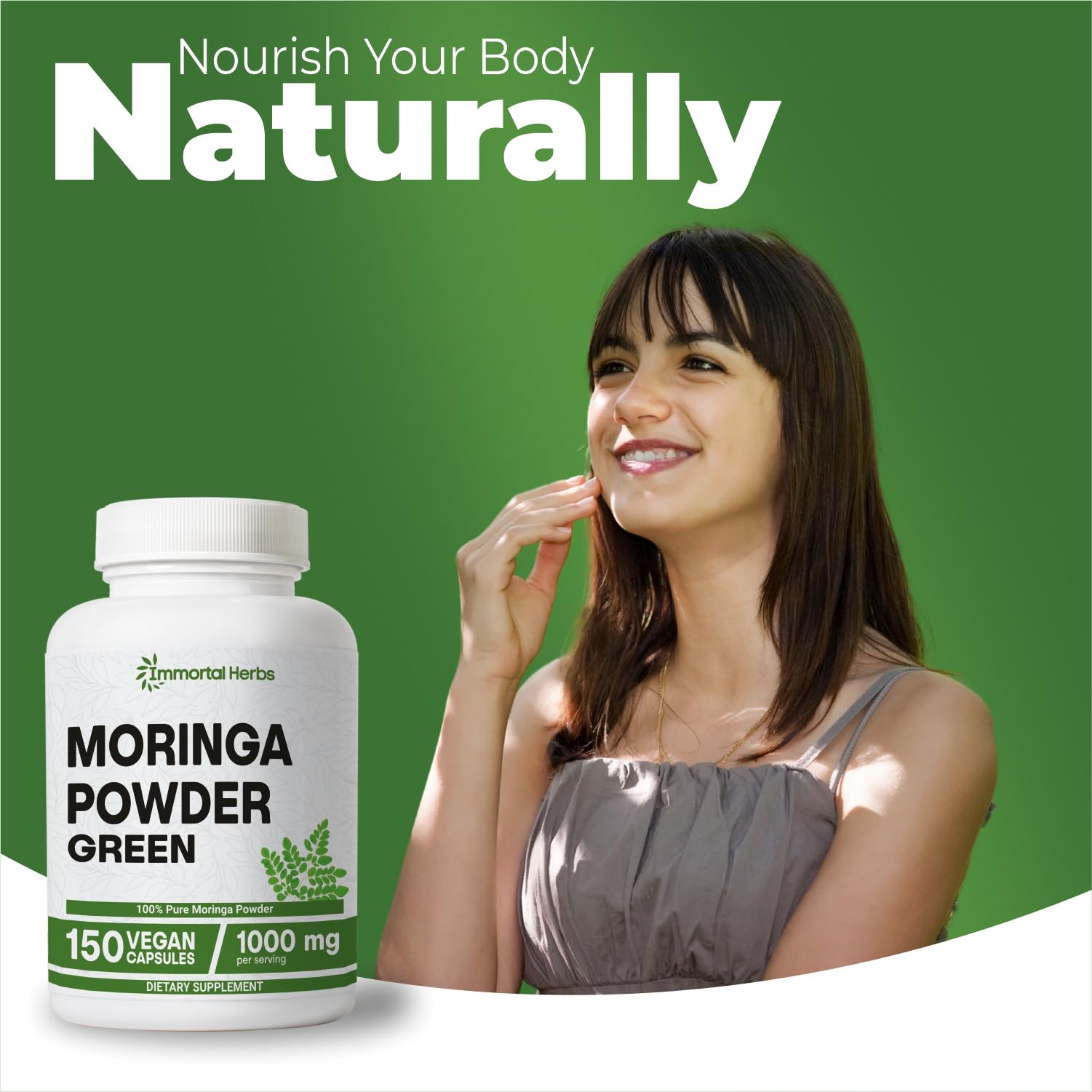 Natural wellness packaging for Immortal Herbs Moringa Capsules