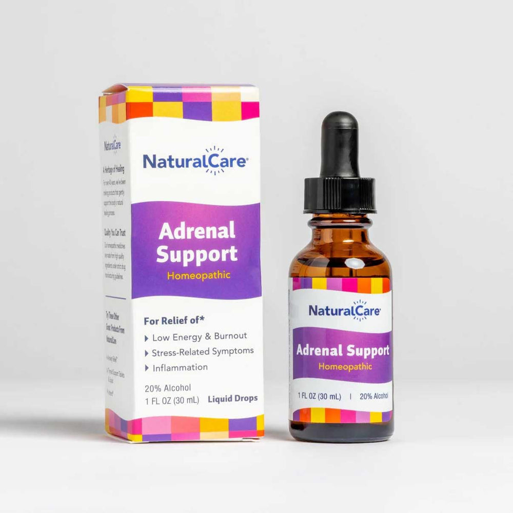 Back view and label details of NaturalCare Adrenal Support bottle