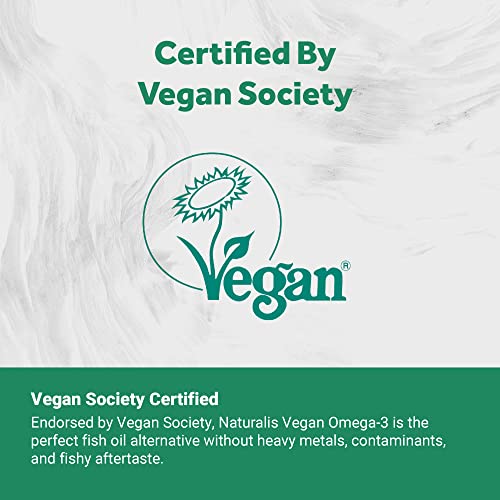 Naturalis Omega-3 bottle with algae source illustration