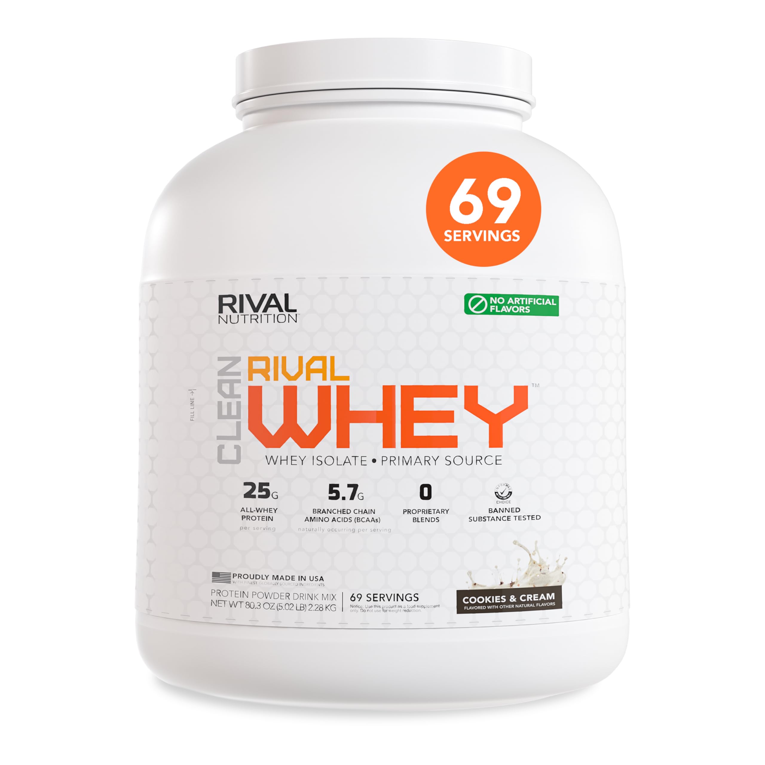 Naturally Flavored Rival Whey Cookies and Cream 5lb hero image