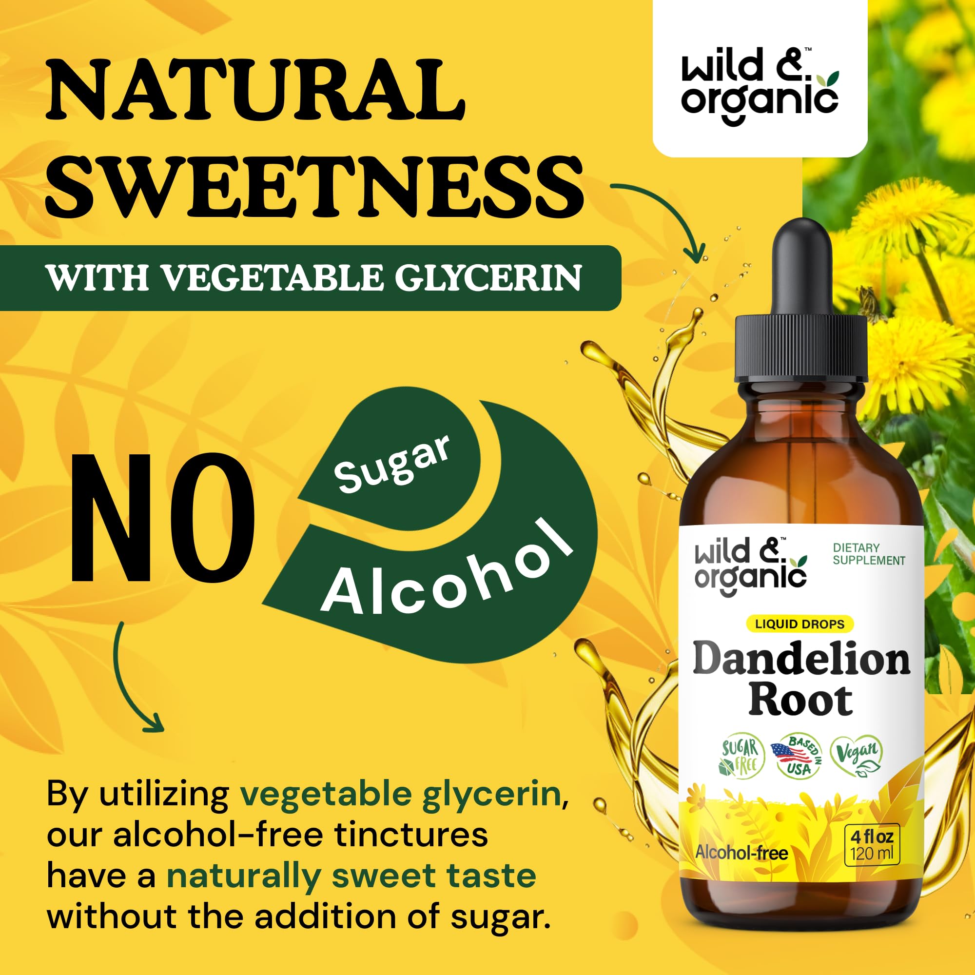 Dandelion root tincture with natural sweetness and no added sugar.