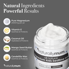 Applying a small amount of magnesium lotion to a child’s foot