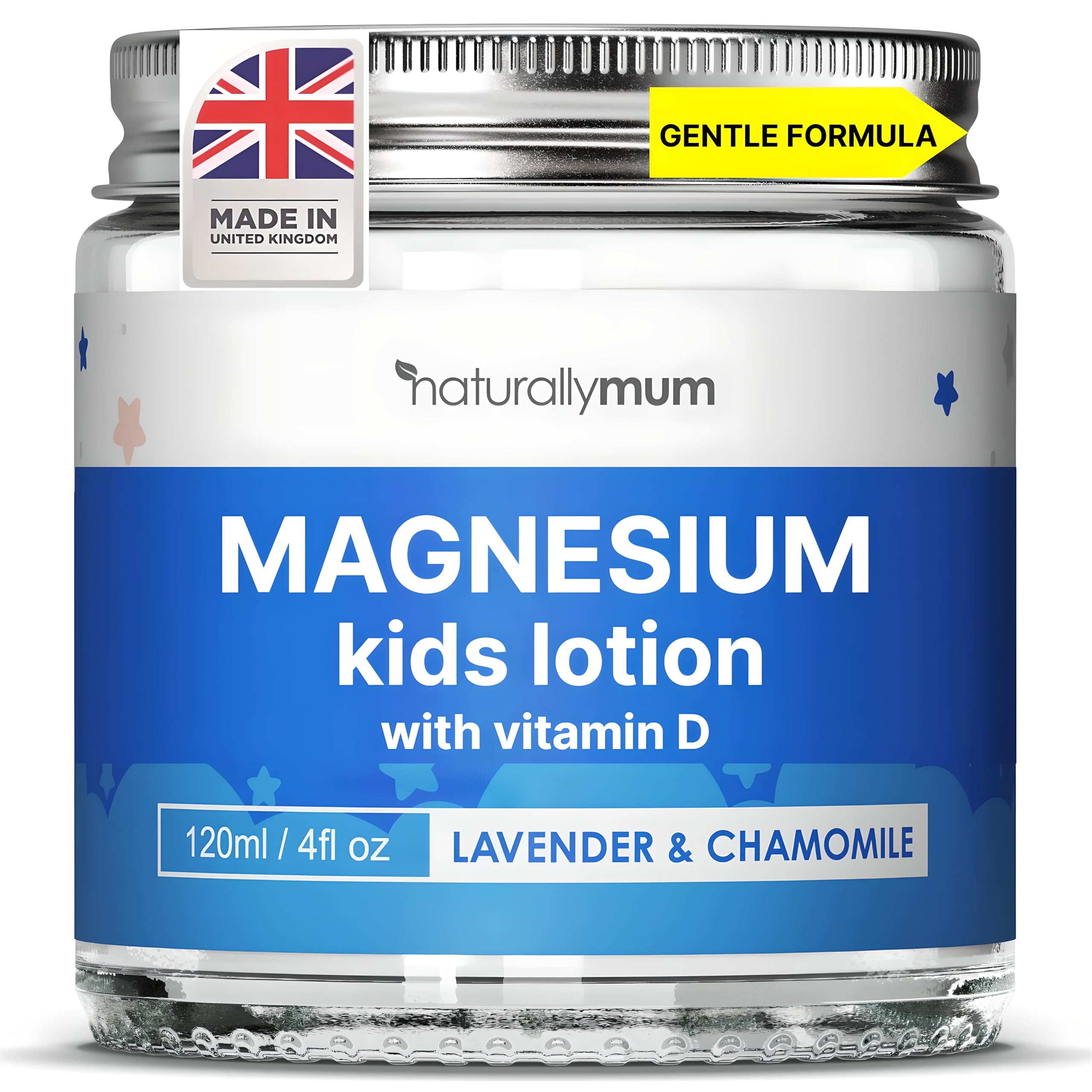 NaturallyMum Kids Magnesium Bedtime Lotion bottle with lavender and chamomile