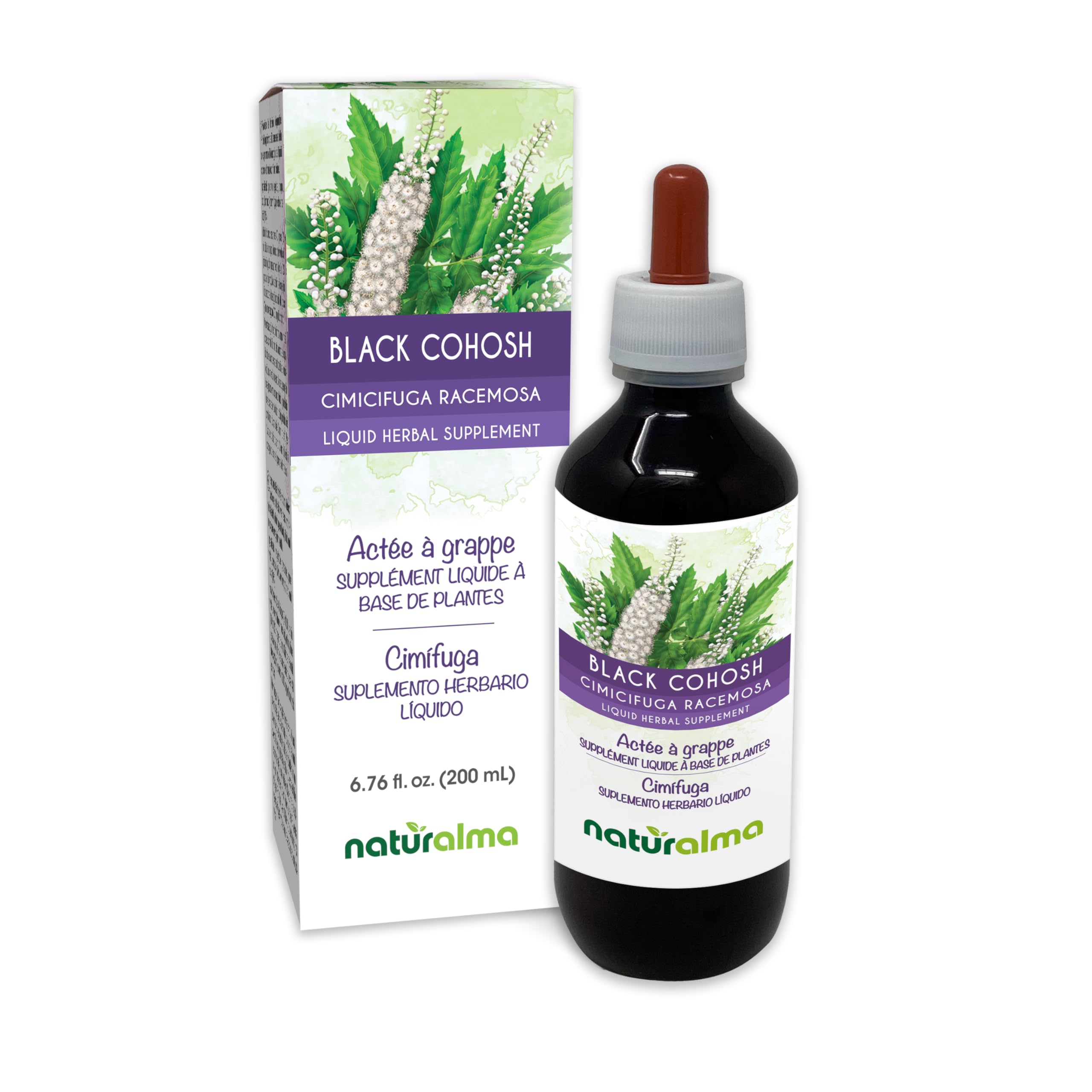 Naturalma Black Cohosh rhizome tincture bottle with dropper