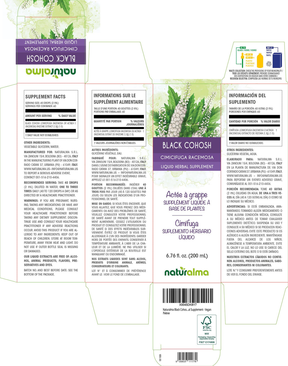 Close-up of Naturalma tincture label showing 1:5 concentration