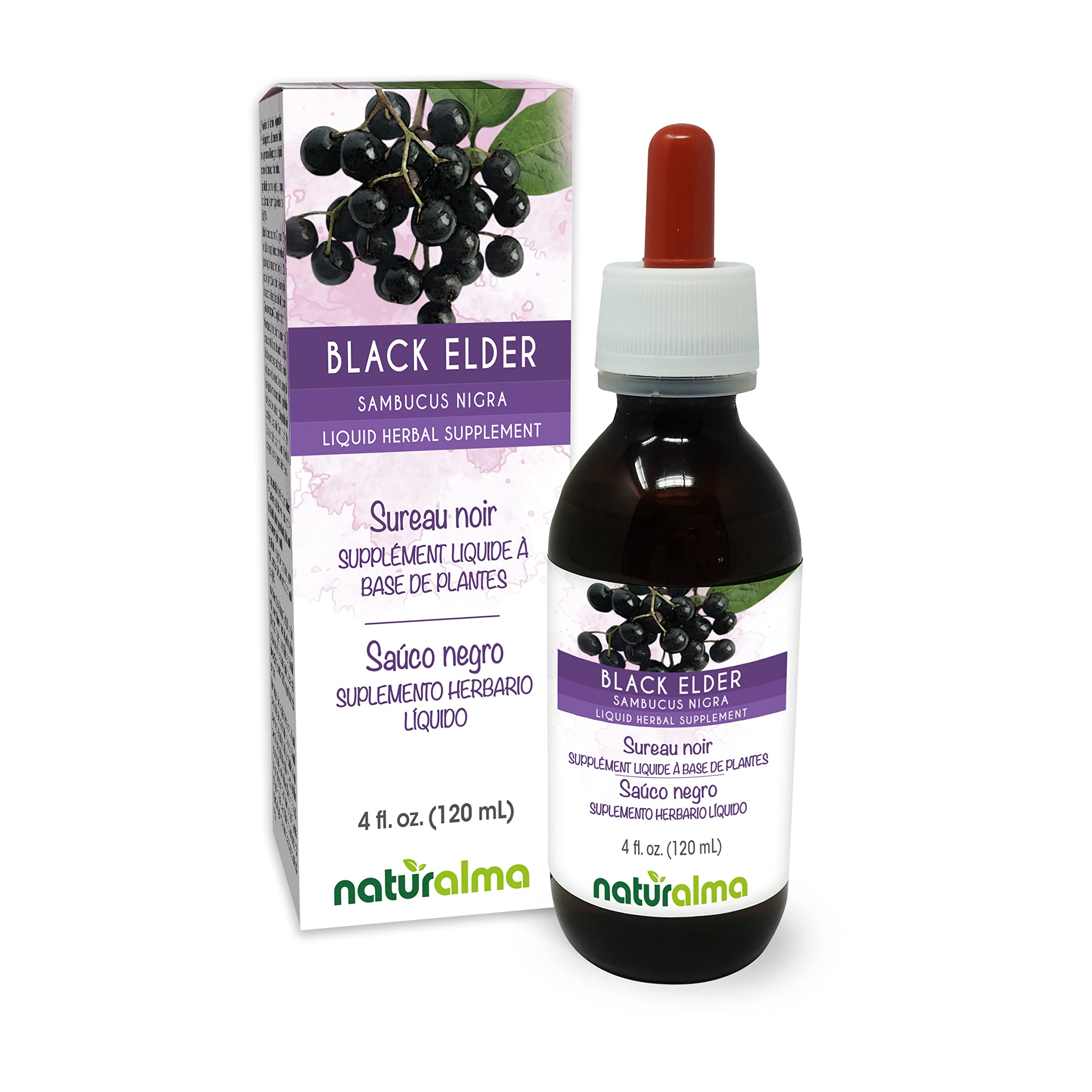 Naturalma Black Elderflower and Elderberry tincture bottle 4 oz