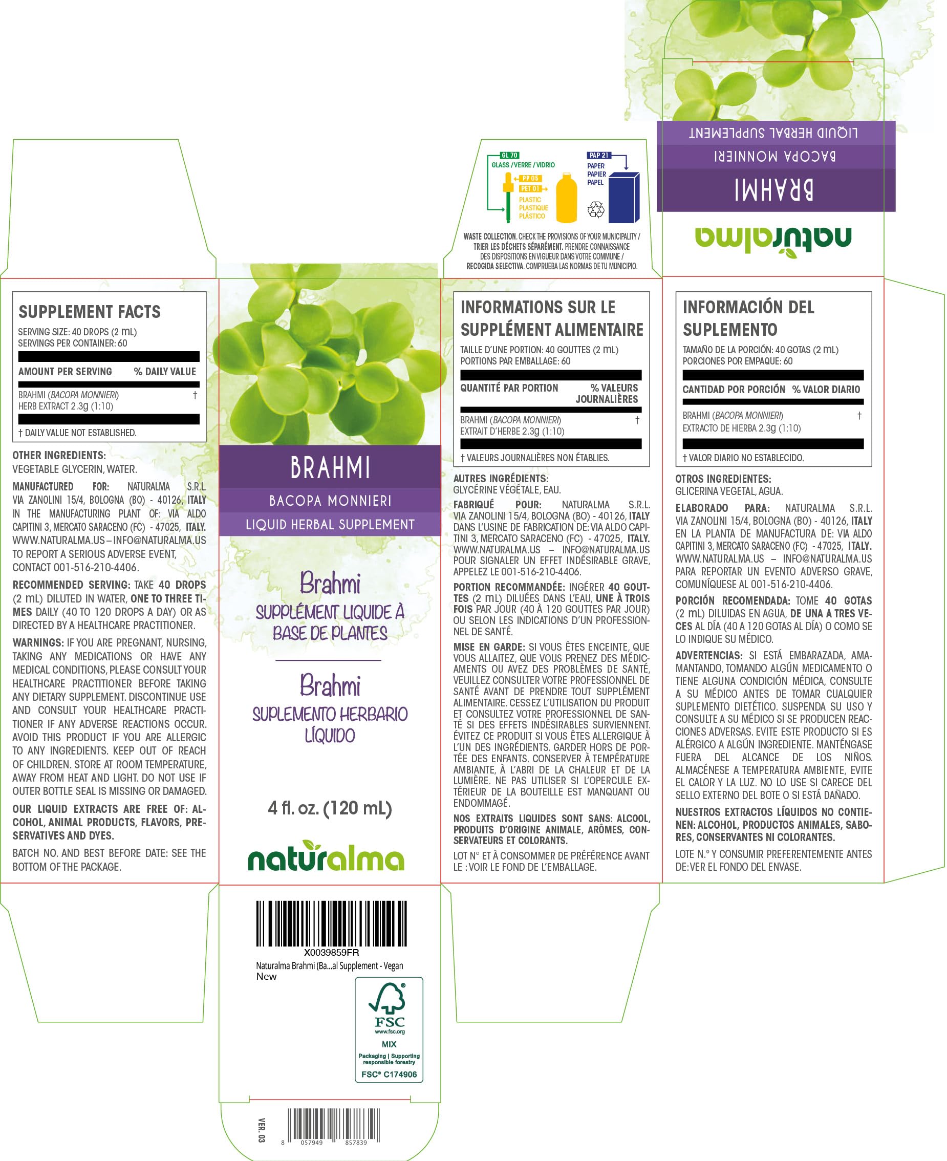 Dropper dispensing Brahmi tincture drops