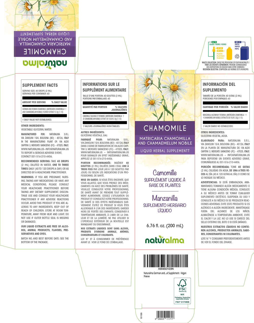 Dropper dispensing chamomile tincture into a glass