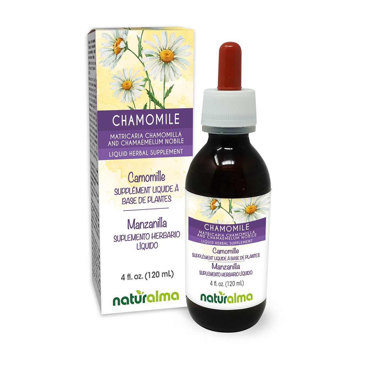 Naturalma Chamomile tincture bottle with dropper front view