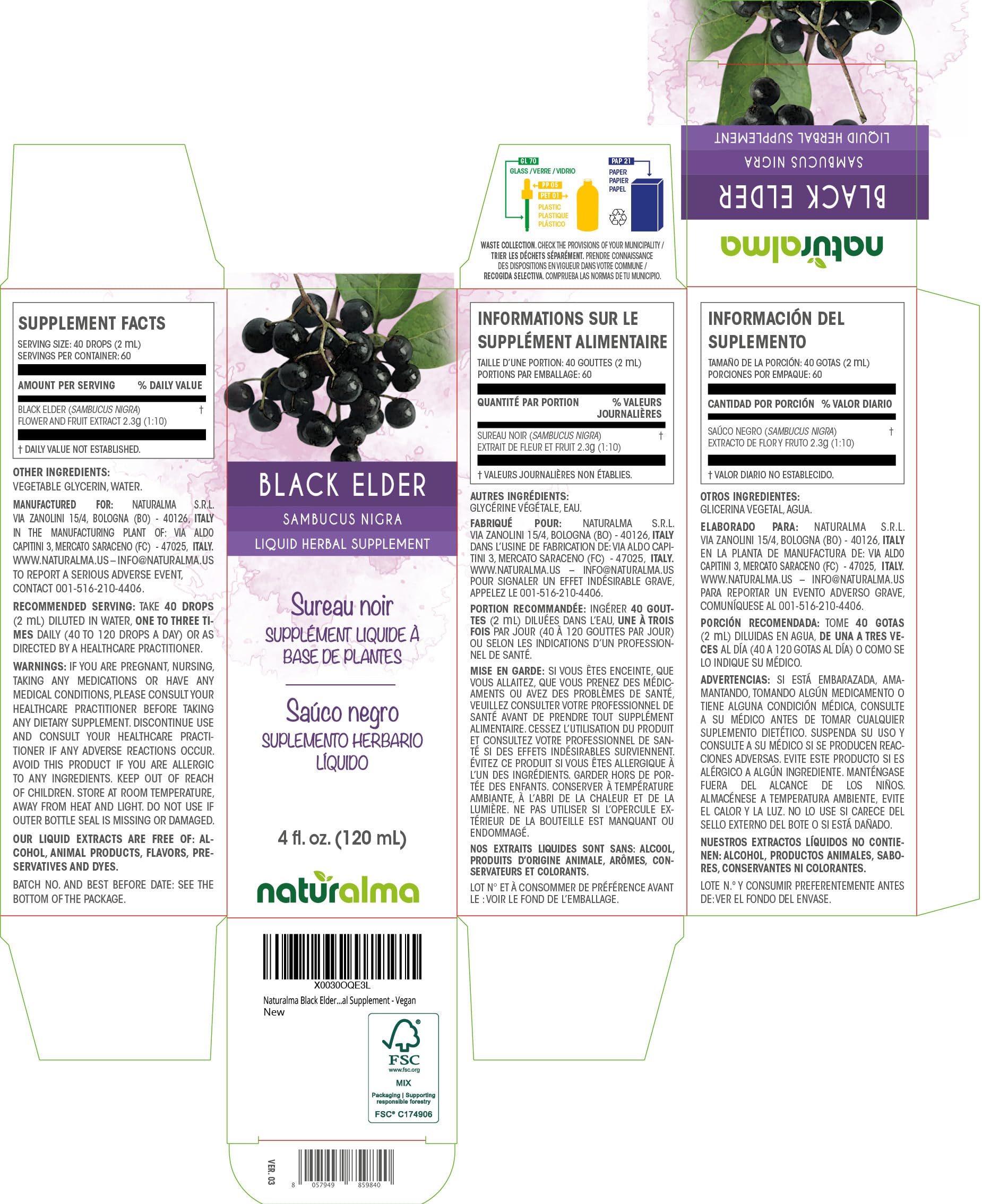 Dropper releasing tincture droplets for Naturalma elderberry drops