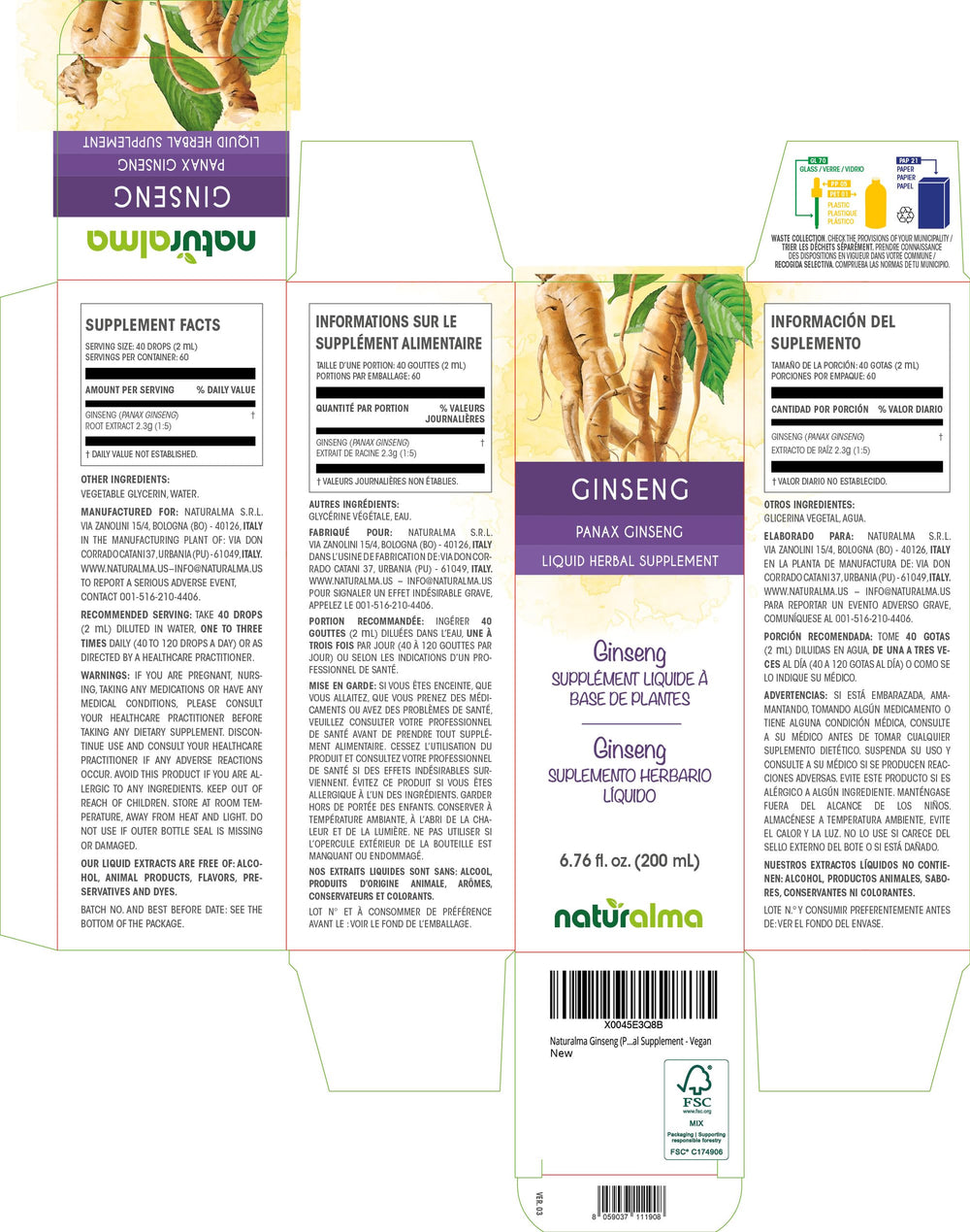 Concentrated ginseng tincture drops 1:5