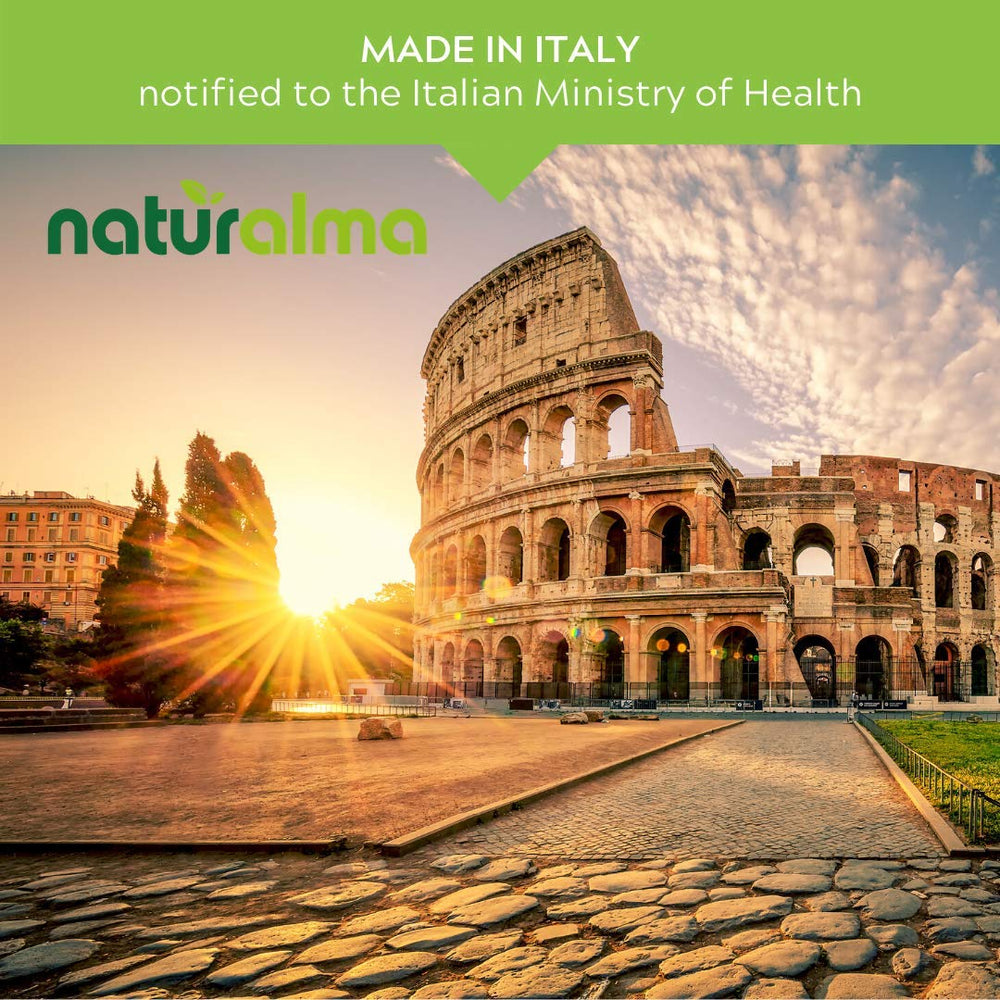 Italy-made production process label on Naturalma packaging