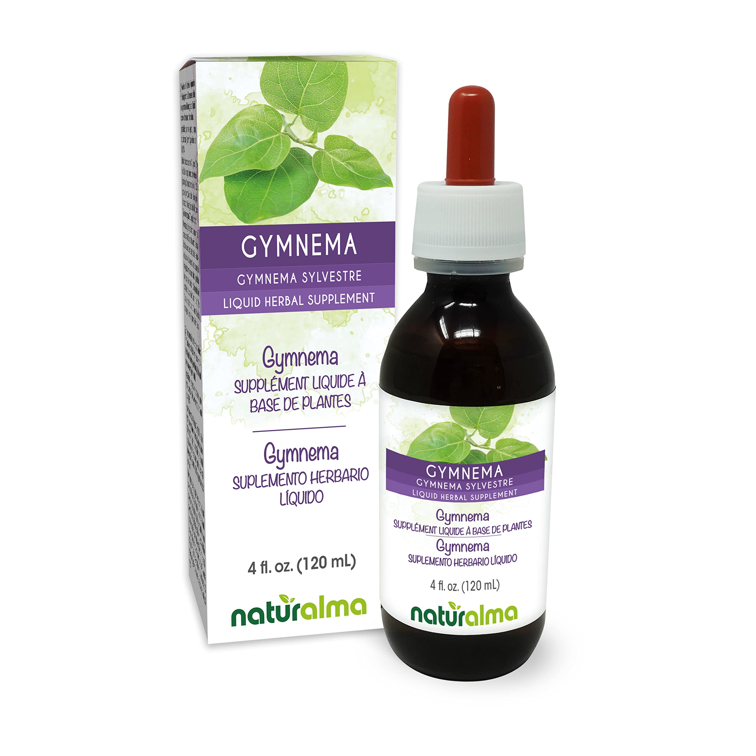 Bottle of Naturalma Gymnema Leaf Tincture 4 oz with dropper