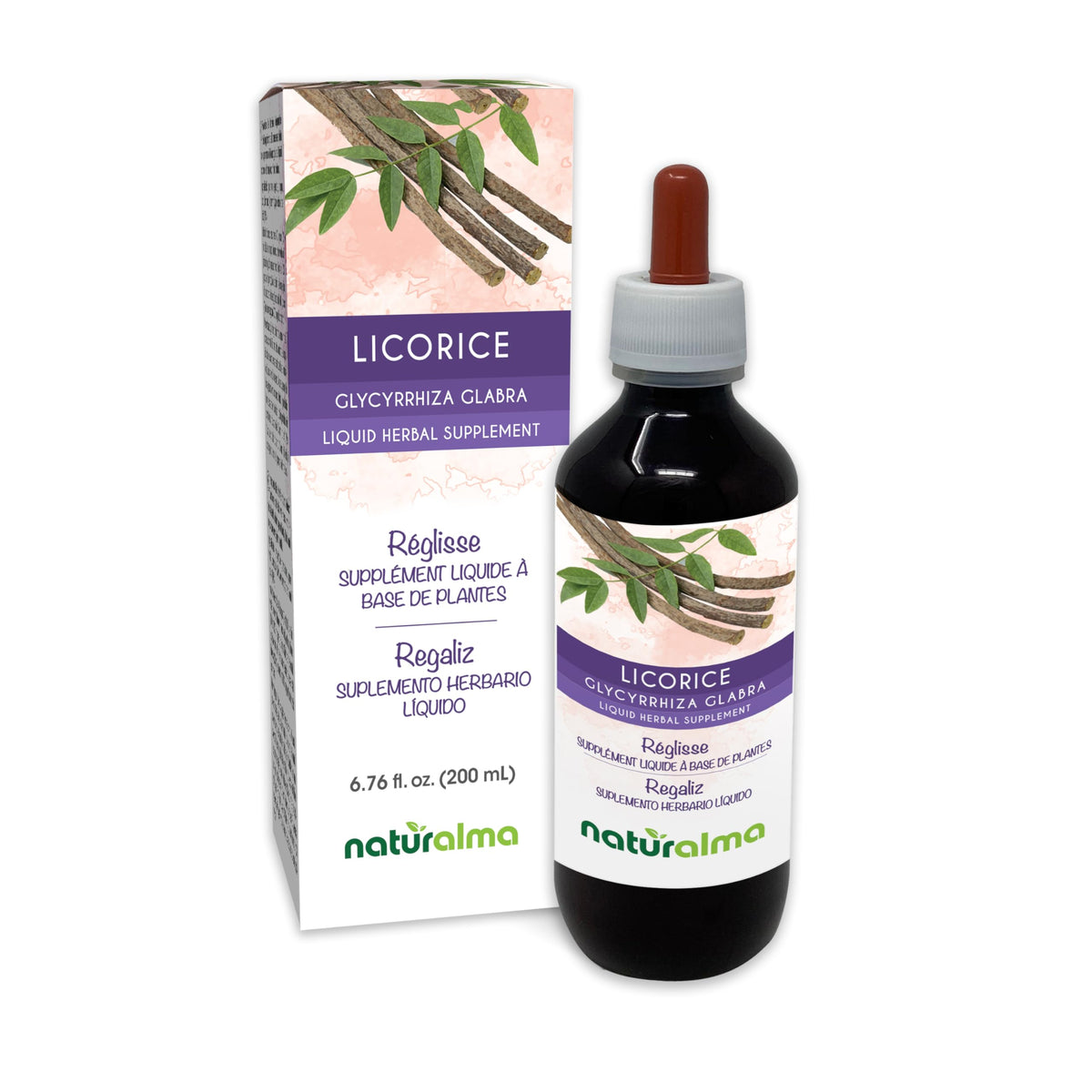 Bottle of Naturalma licorice root tincture (1:2) in liquid dropper
