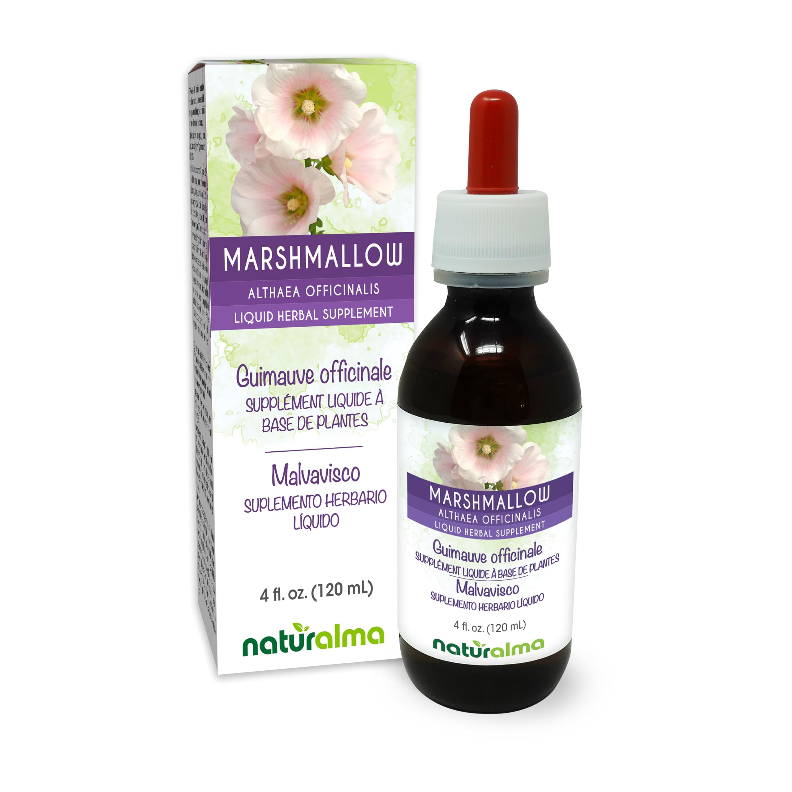 Naturalma Marshmallow Root tincture bottle, 4 oz, alcohol-free