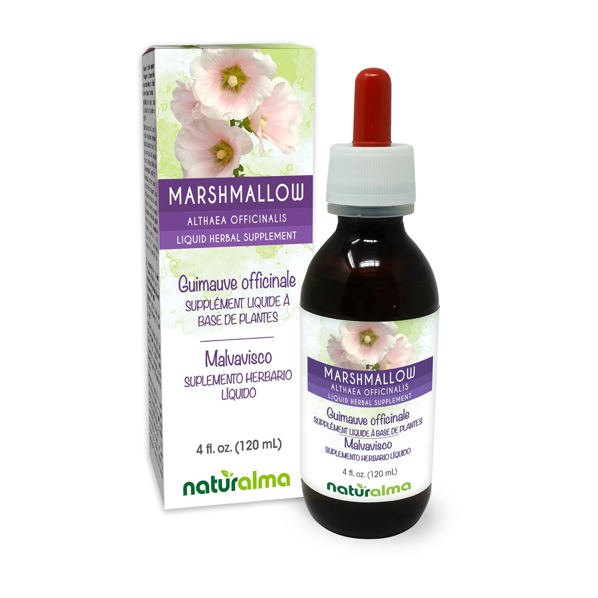 Naturalma Marshmallow Root tincture bottle, 4 oz, alcohol-free