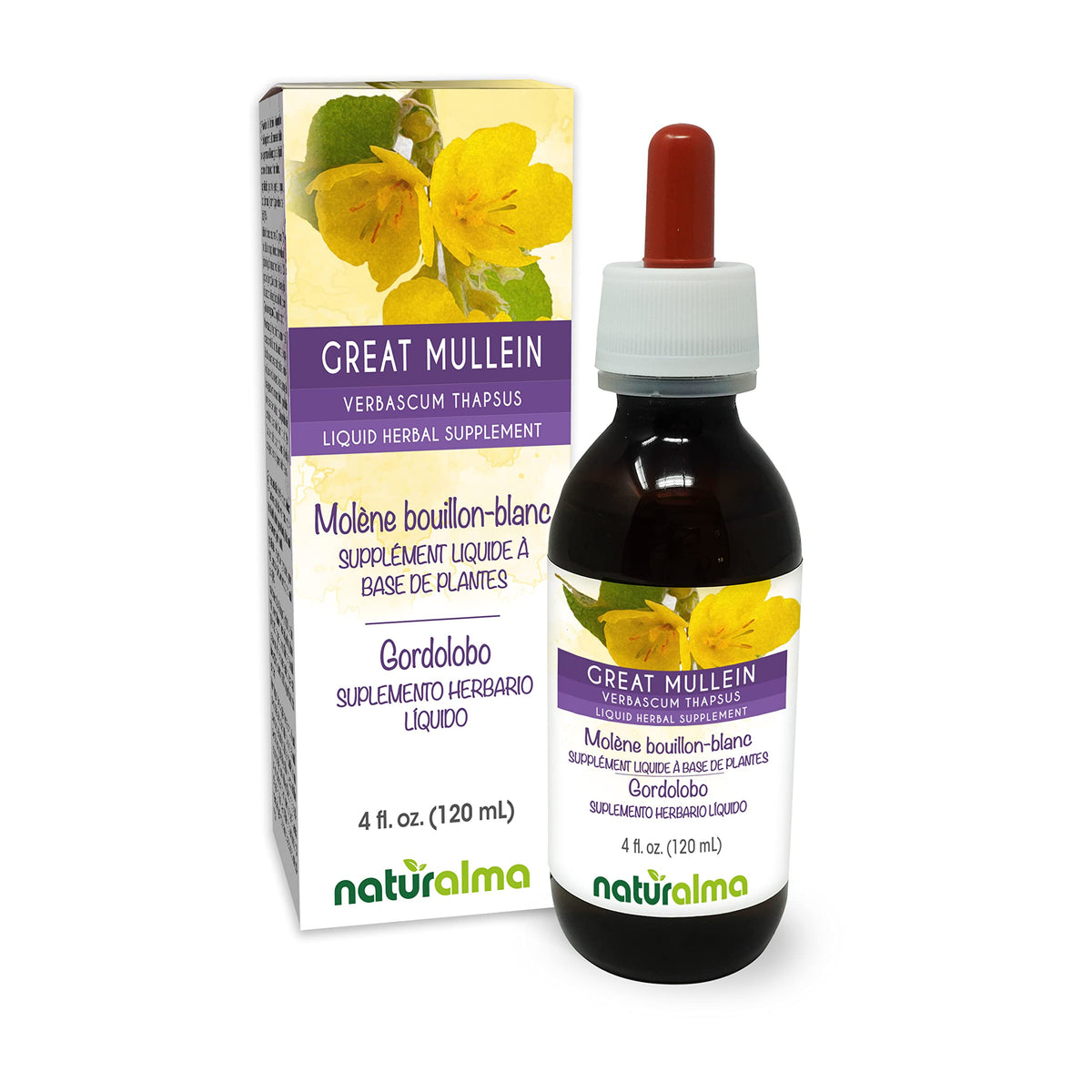 Naturalma Great Mullein tincture bottle with dropper