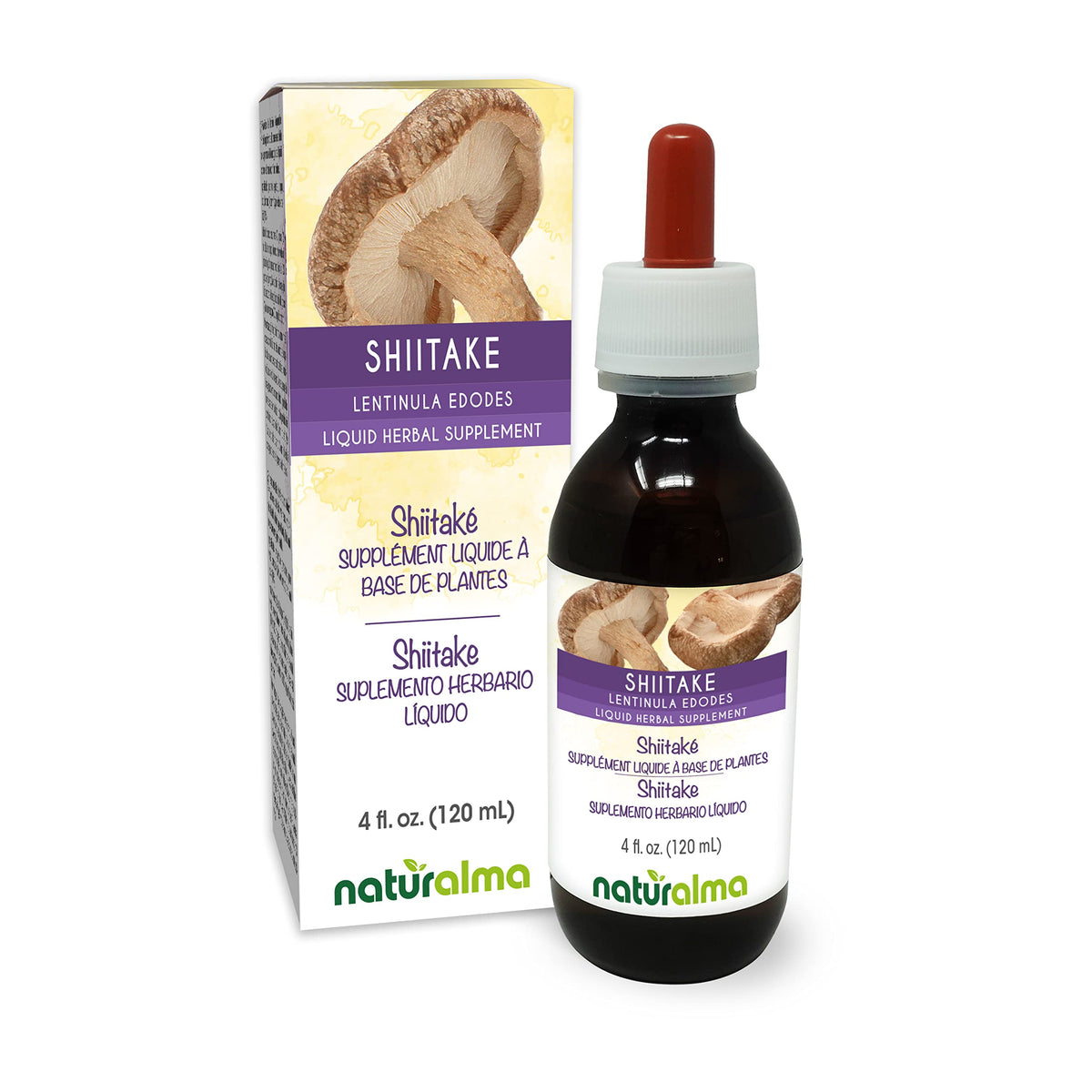 Naturalma Shiitake tincture bottle 4 fl oz with dropper