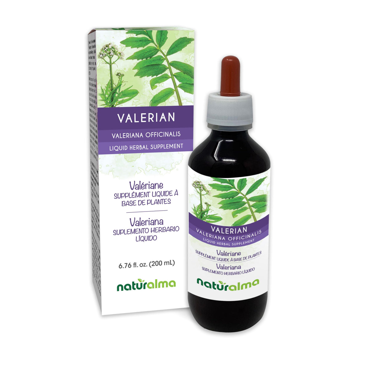 Front view of Naturalma Valerian root tincture bottle