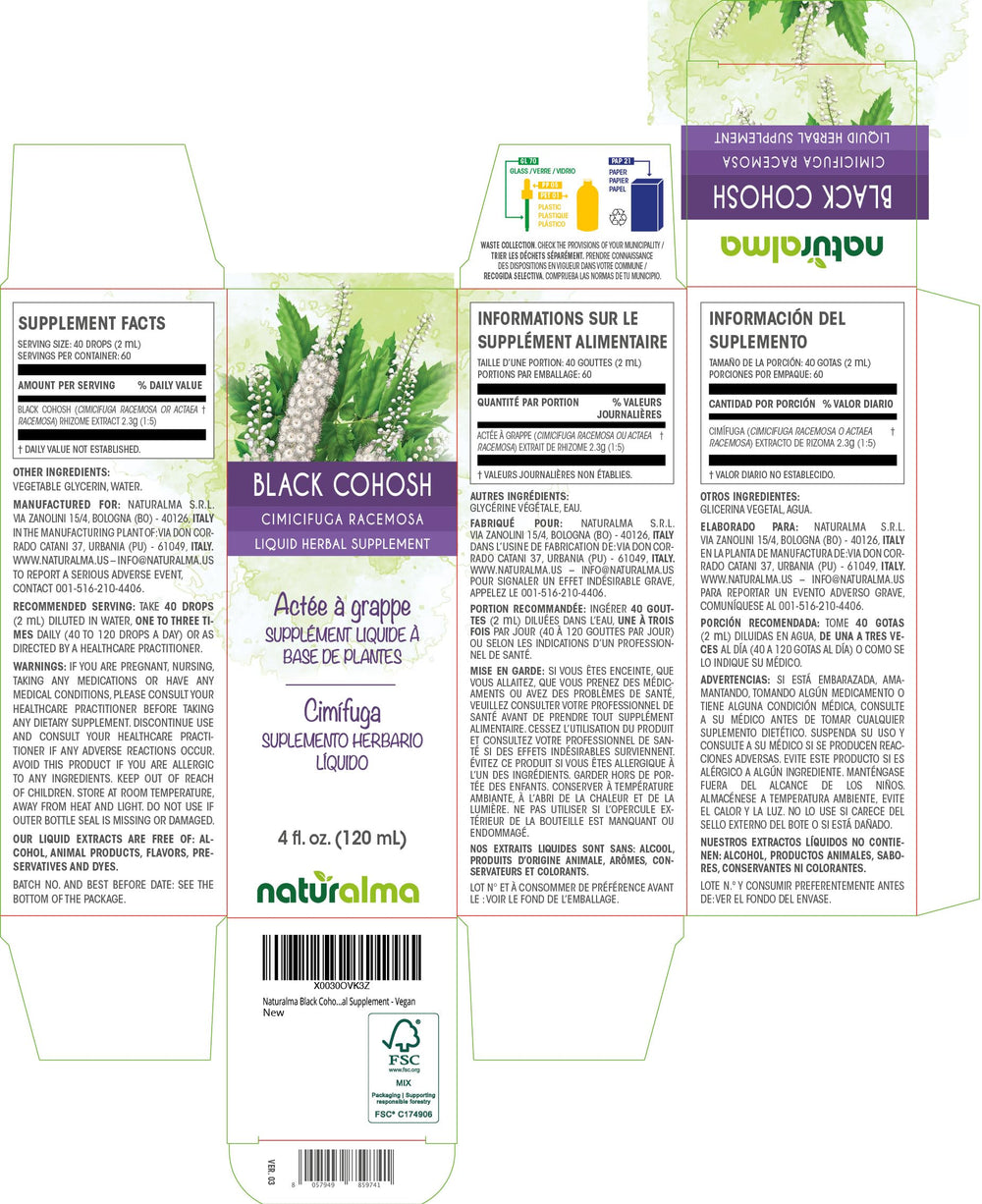 Dropper releasing Black Cohosh tincture into glass bottle