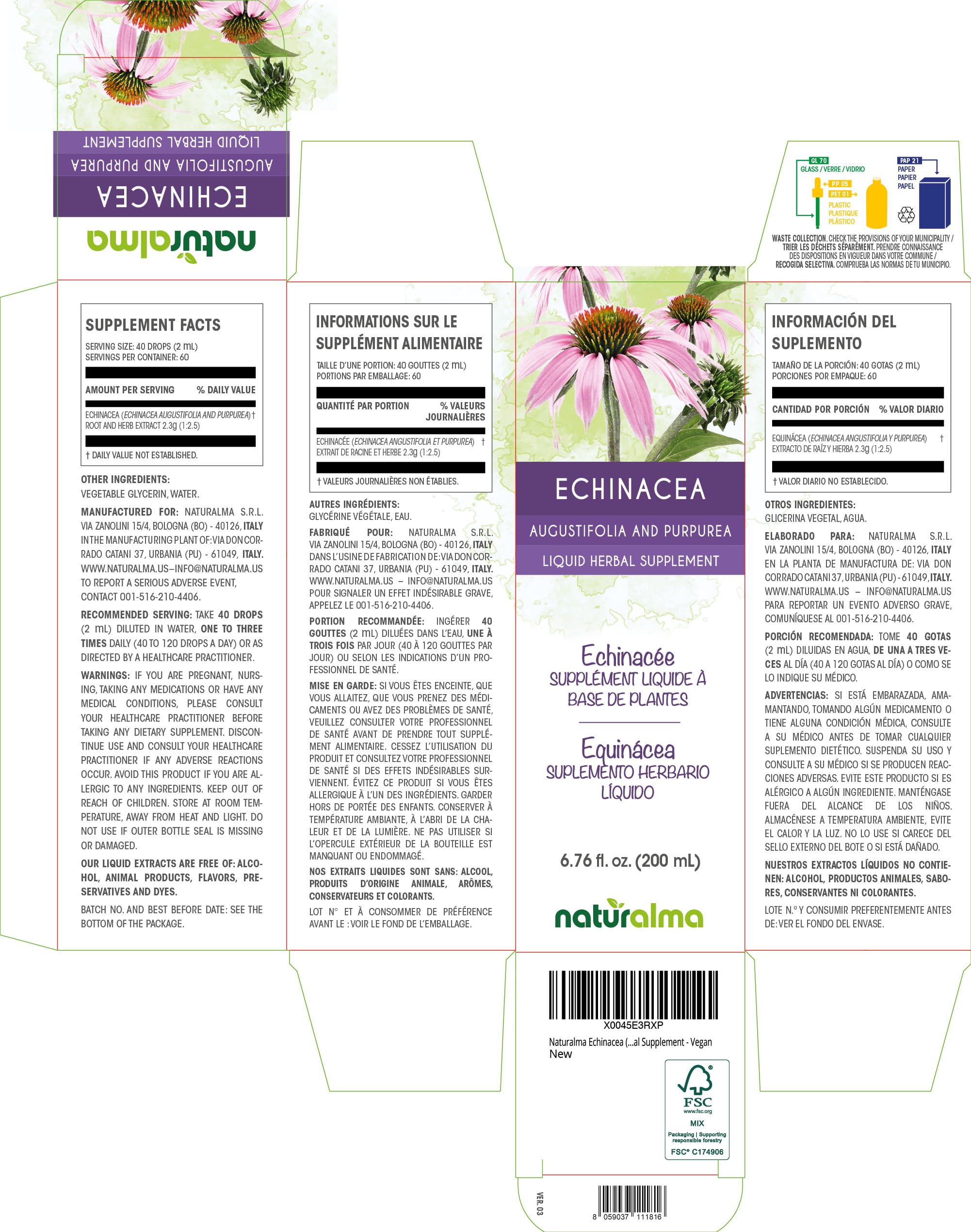 Close-up of Echinacea liquid extract in a dropper