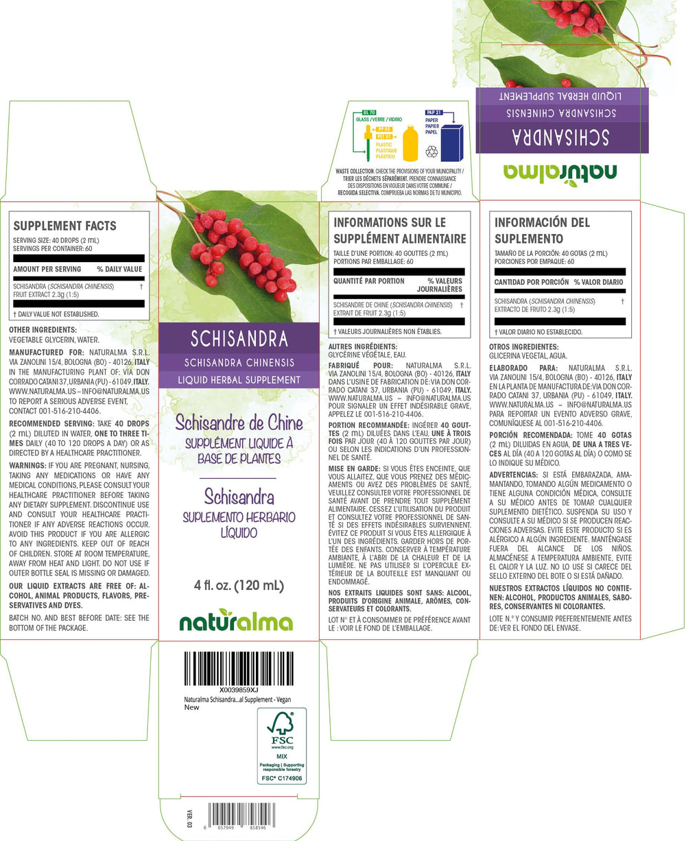 Schisandra chinensis tincture label close-up