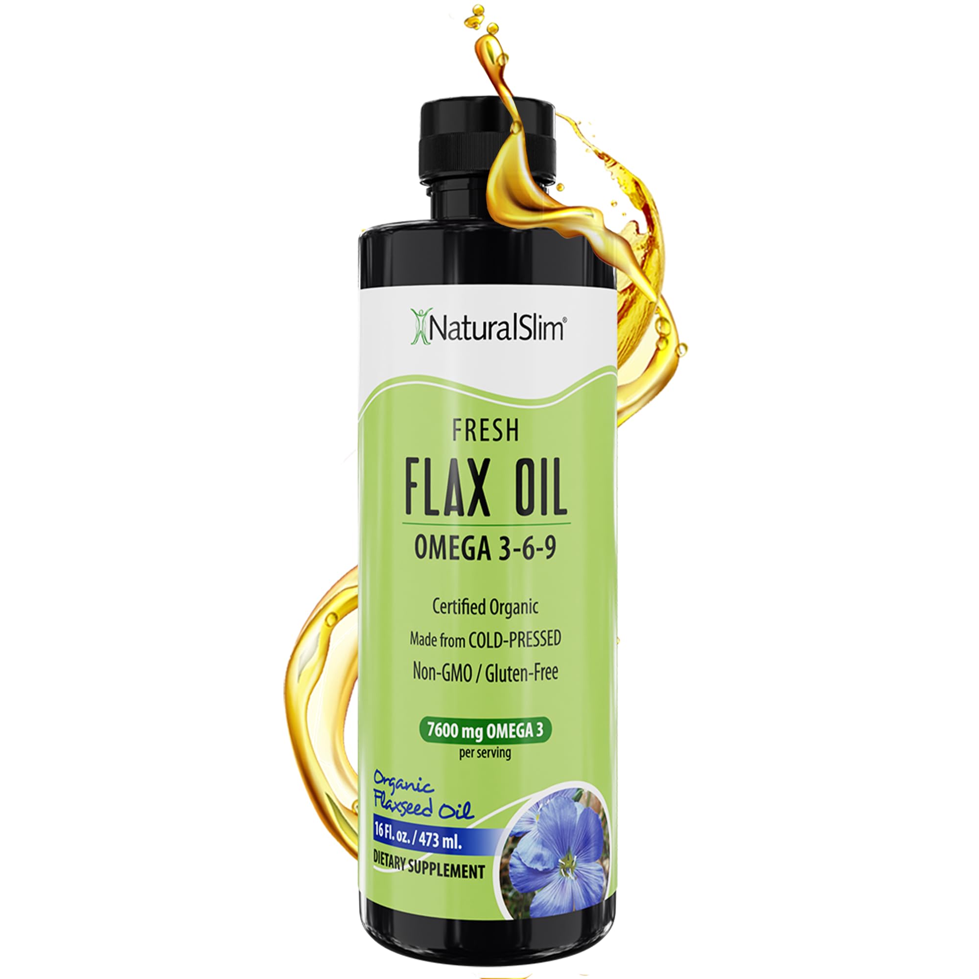 NaturalSlim Flaxseed Oil bottle, 16 oz