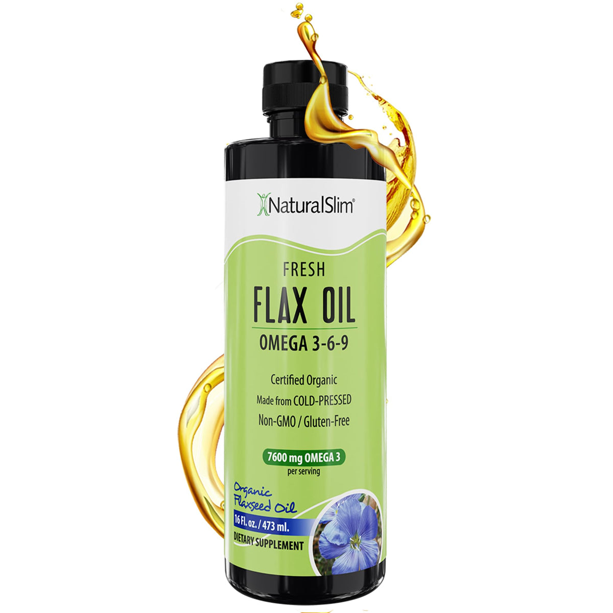 NaturalSlim Flaxseed Oil bottle, 16 oz