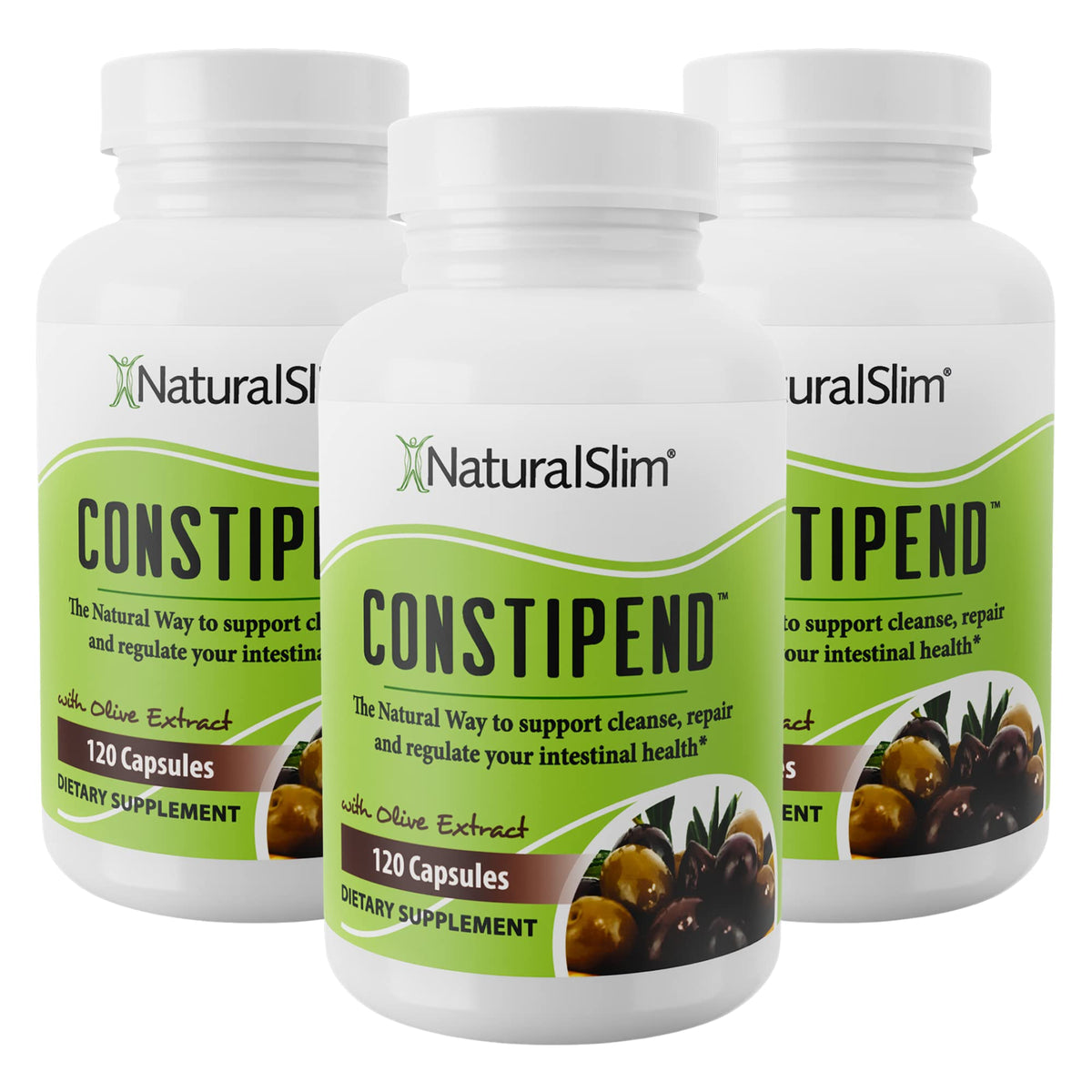 Bottle of Naturalslim Constipend Magnesium Oxide with 120 vegetarian capsules