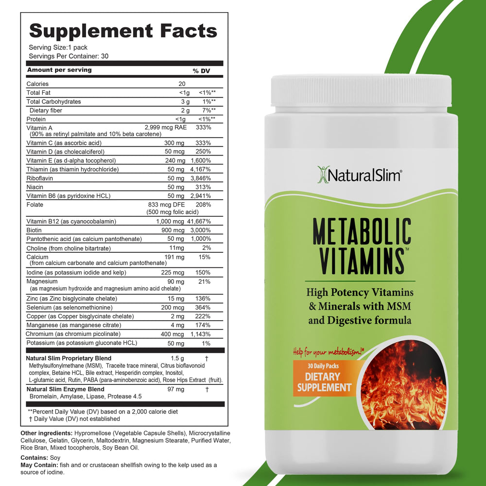 NaturalSlim Metabolic Vitamins packets for one month