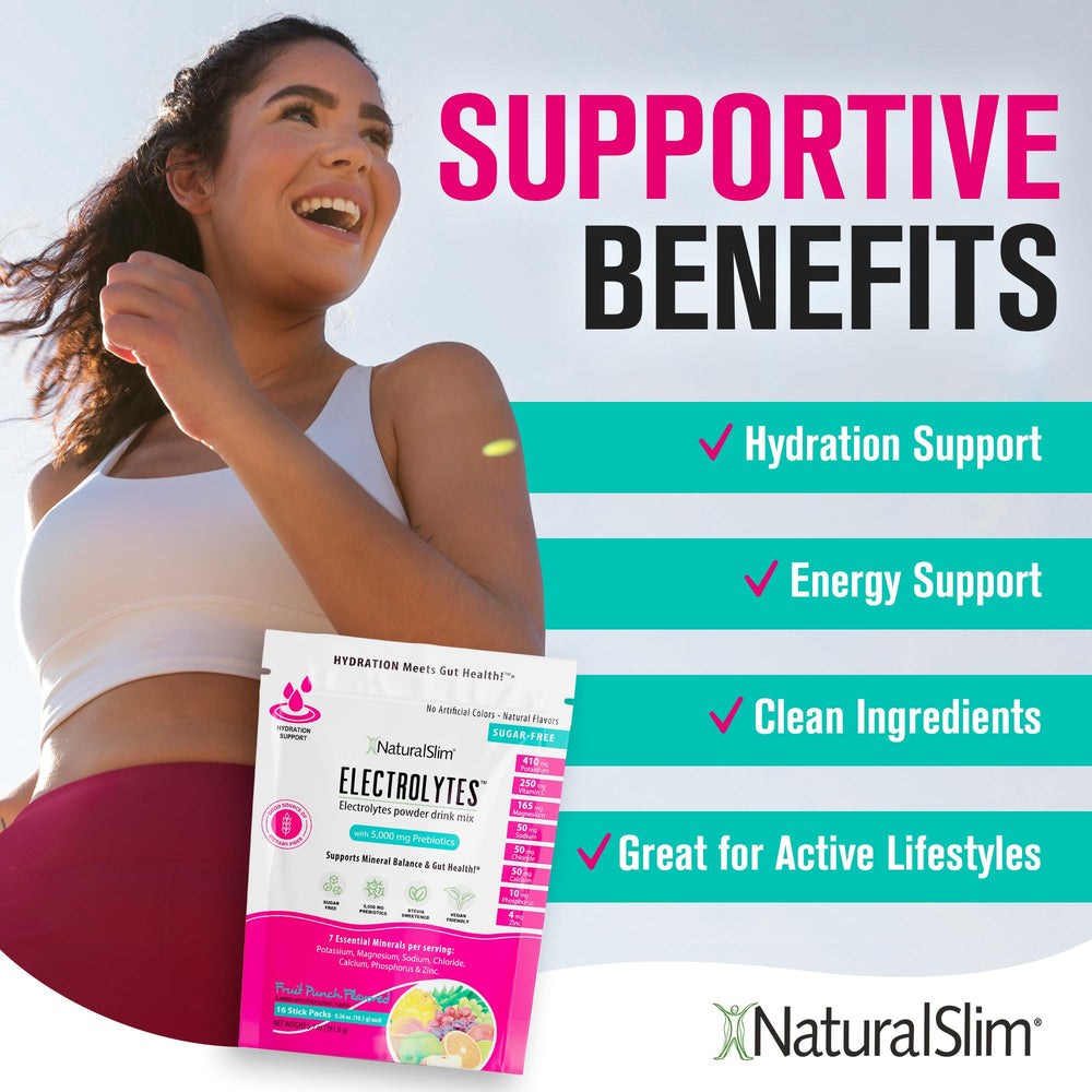 NaturalSlim electrolytes with seven minerals for muscle hydration.