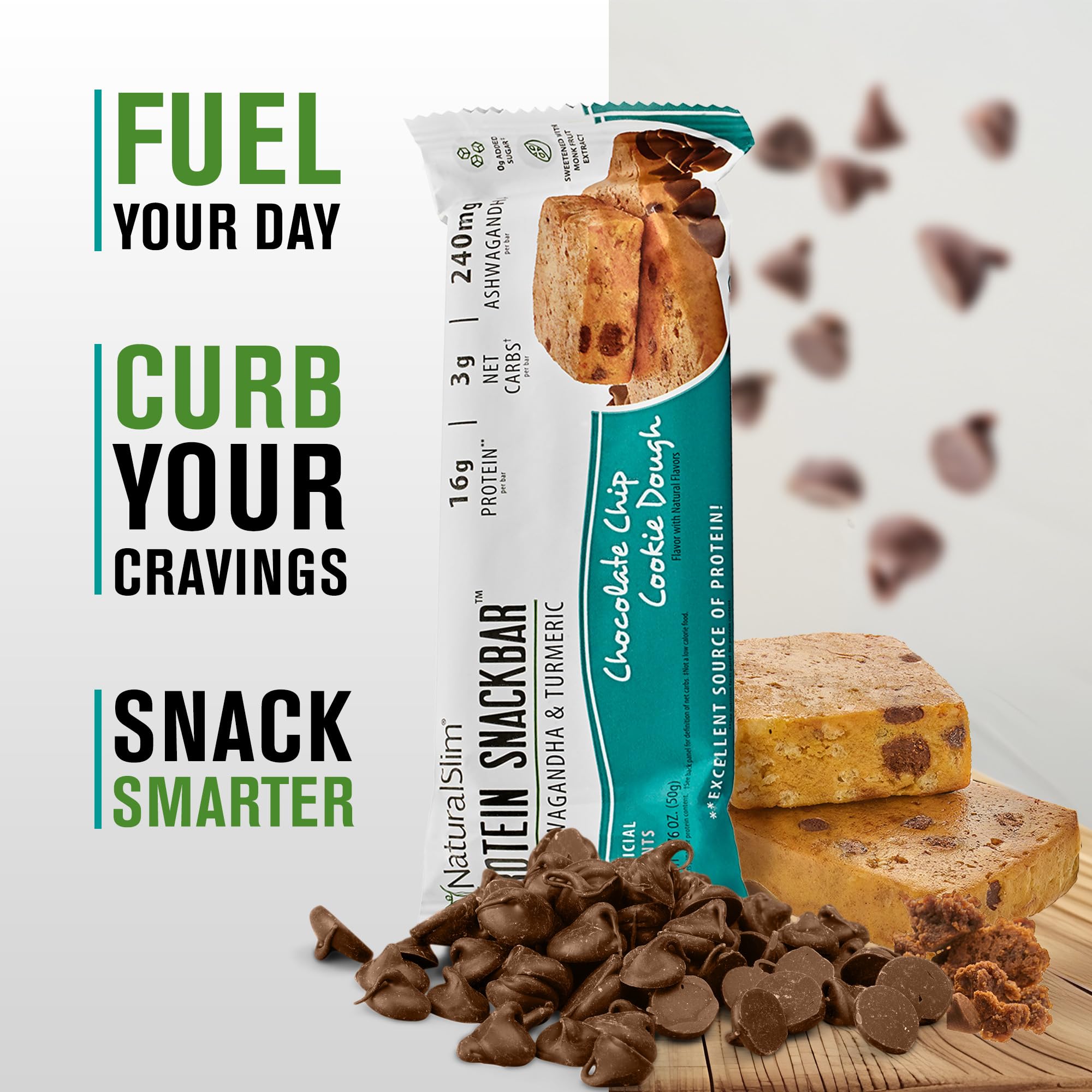 NaturalSlim protein bars box with eight bars for convenient snacking