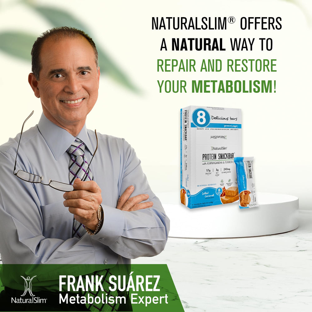 NaturalSlim flavor variety display including Salted Caramel and other options.