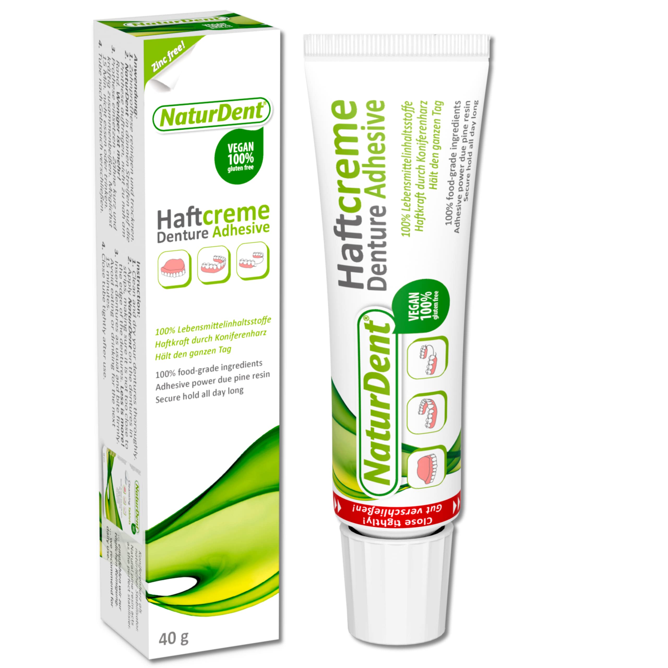 NaturDent denture adhesive tube - back label