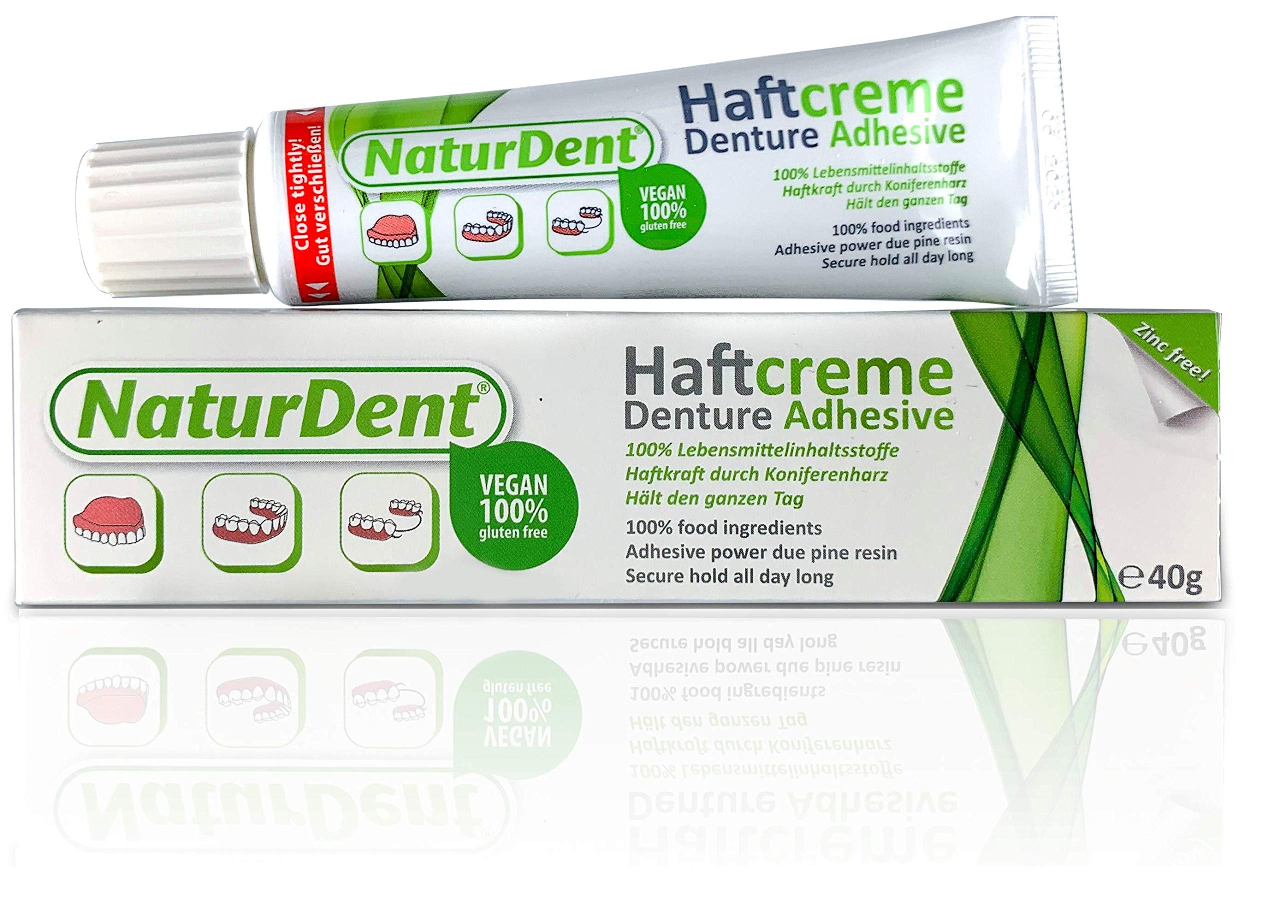 NaturDent denture adhesive tube - front view