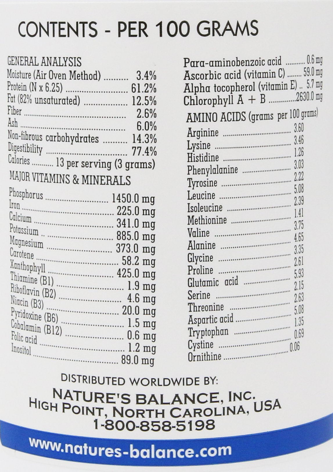 Nature's Balance logo with chlorella bottle