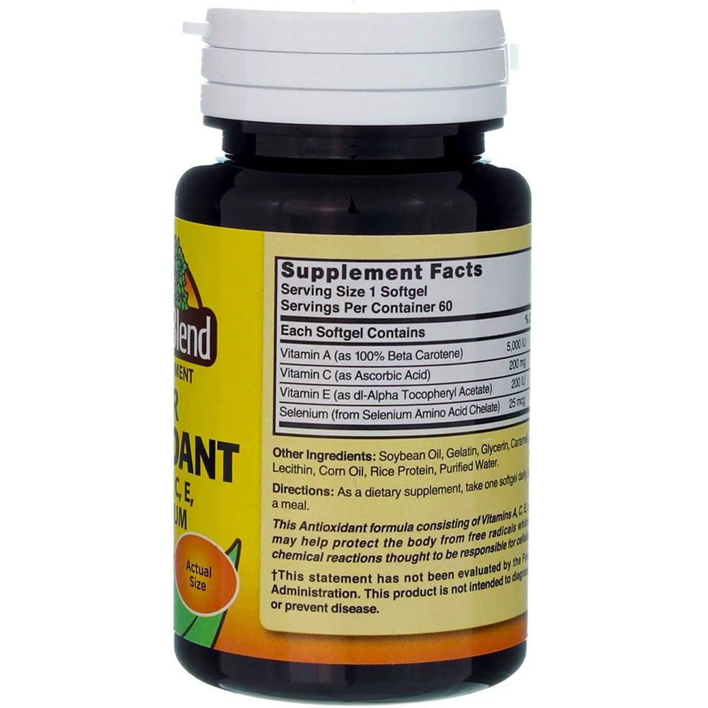 Opened bottle of Nature's Blend Super Antioxidant Aces 60 Sgels