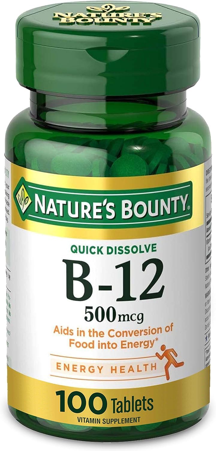 Nature's Bounty Sublingual B-12 500 mcg bottle front view