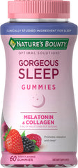 Nature's Bounty Gorgeous Sleep Melatonin 5mg Gummies with Collagen bottle front - Berry flavor