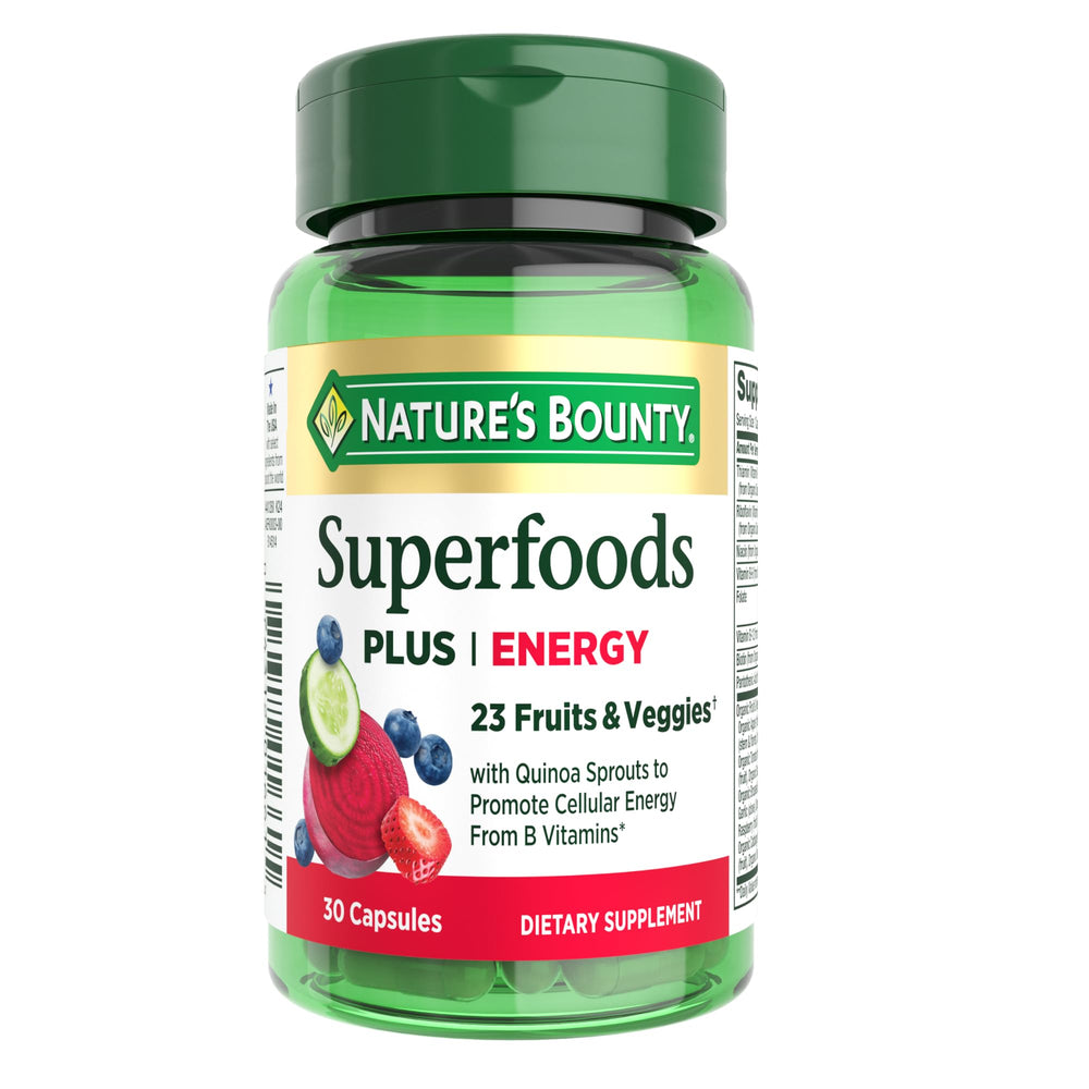 Nature's Bounty Superfoods Plus Energy capsule and ingredients