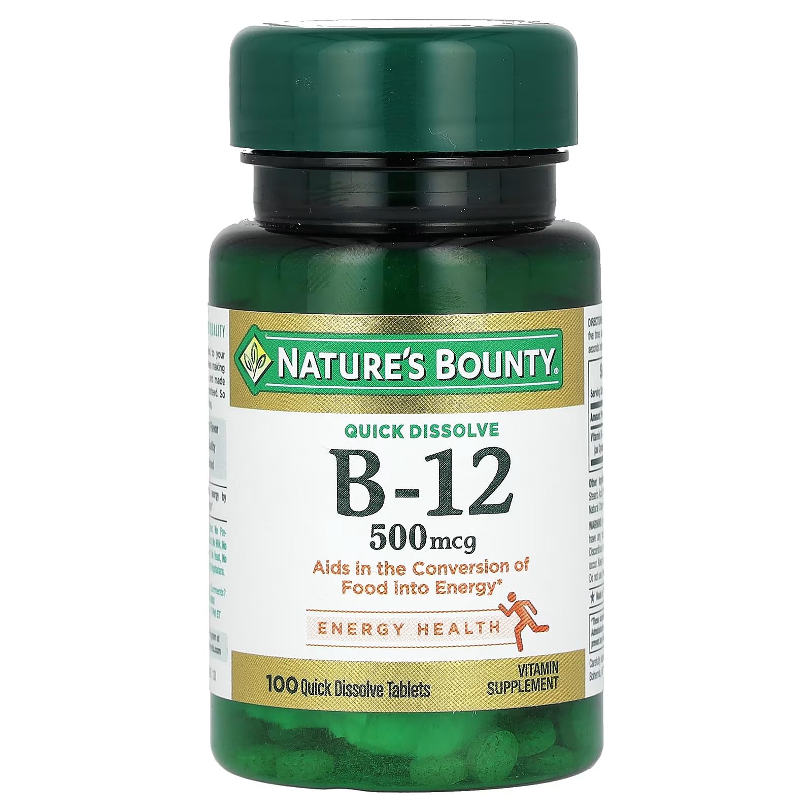 Nature's Bounty Vitamin B-12 500 mcg 4-pack bottles front view