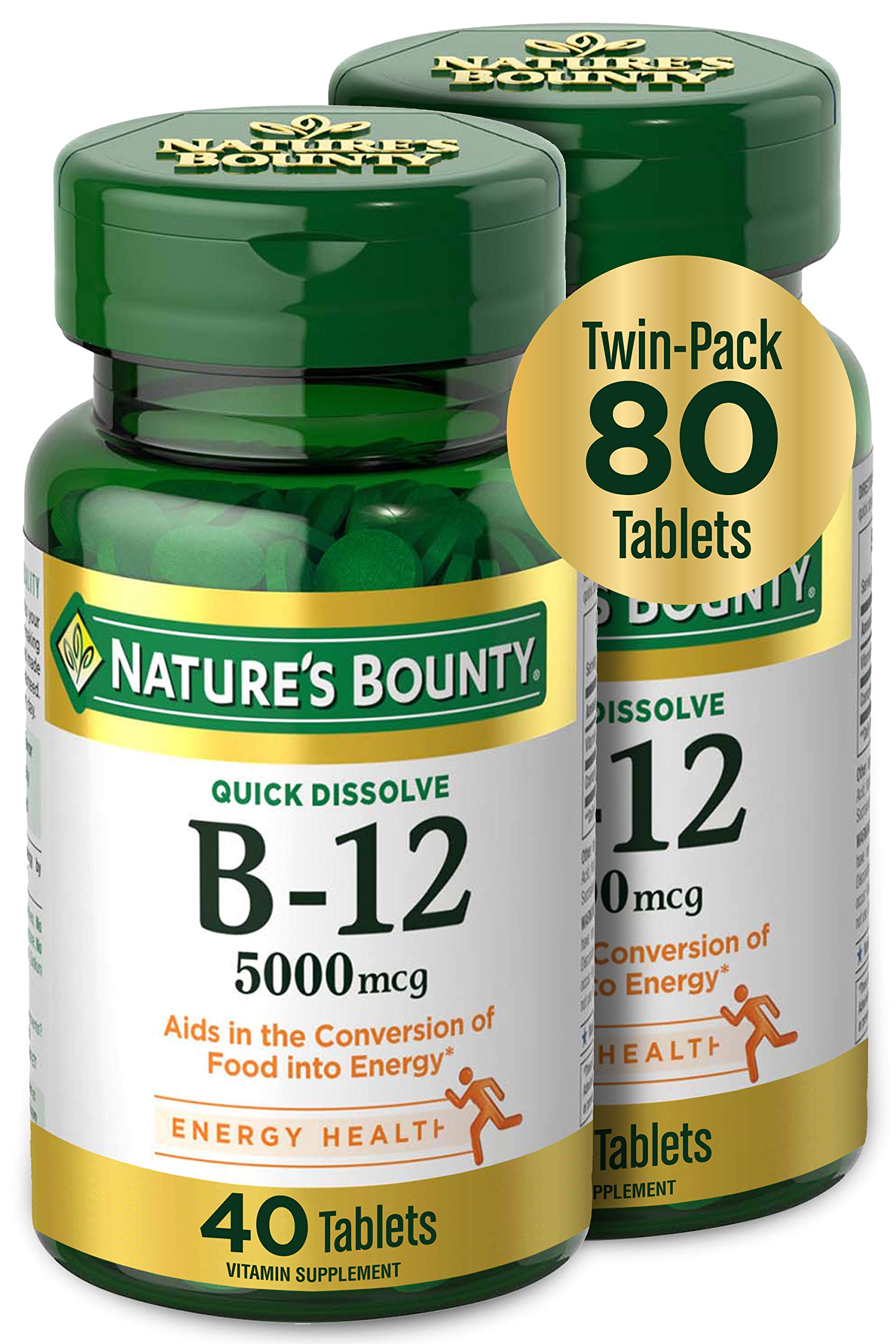 Hero image of Nature's Bounty Vitamin B12 Quick Dissolve 5000 mcg - 80 tablets pack of 2