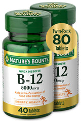 Hero image of Nature's Bounty Vitamin B12 Quick Dissolve 5000 mcg - 80 tablets pack of 2