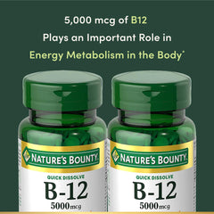 Front bottle packaging of Nature's Bounty Vitamin B12 quick-dissolve