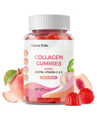 Nature Echo Collagen Gummies bottle with peach flavor label